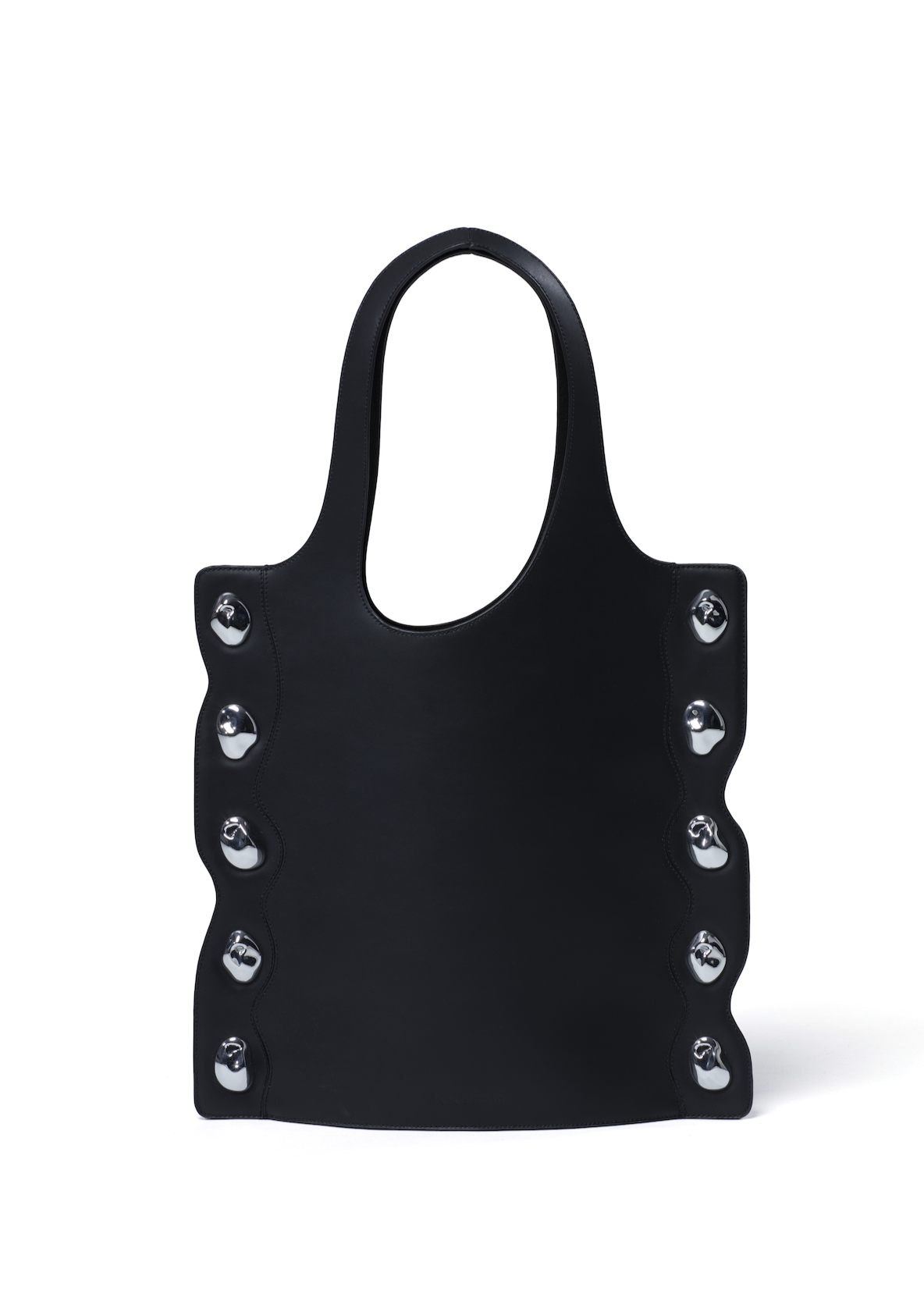 Side Stone Tote in Black and Chrome