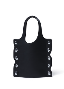Side Stone Tote in Black and Chrome