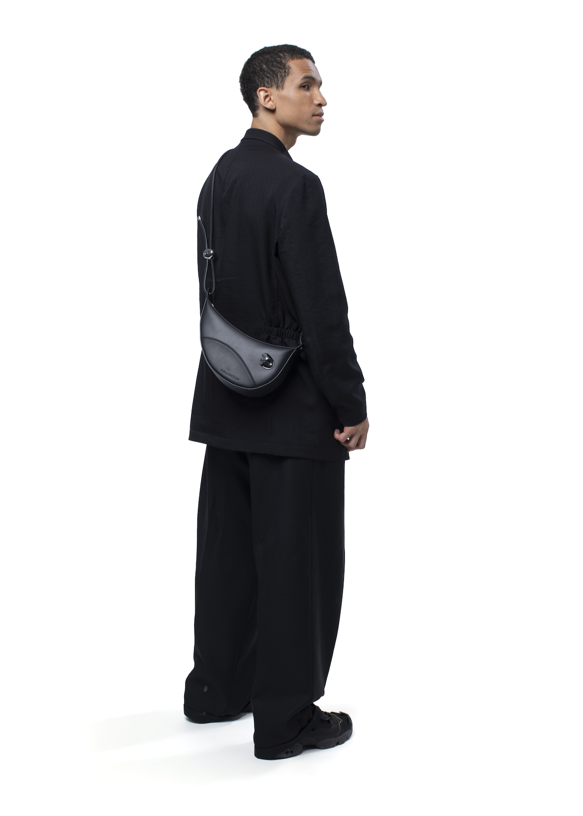 Omni Cross Body Medium in Black and Chrome