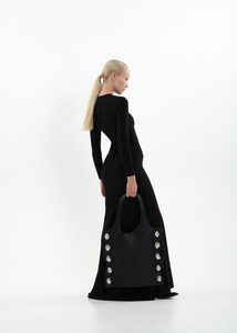 Side Stone Tote in Black and Chrome