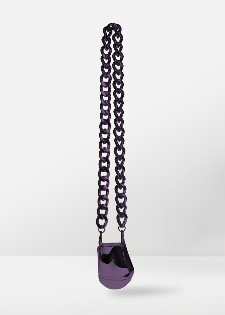 Coin Purse Aubergine Chrome with Chunky Chain