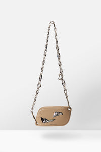 Leather Cross Body Bag in Taupe