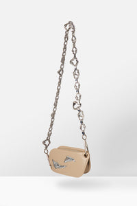 Leather Cross Body Bag in Taupe