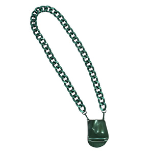 Coin Purse with Chunky Chain in Forrest Green